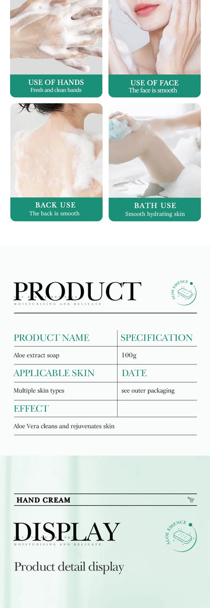 SADOER Aloe Facial Soap – Deep Cleansing Face Wash Foam | Moisturizing, Firming & Hydrating Oil-Control Cleanser Bar for Women | Handmade Body & Facial Soap