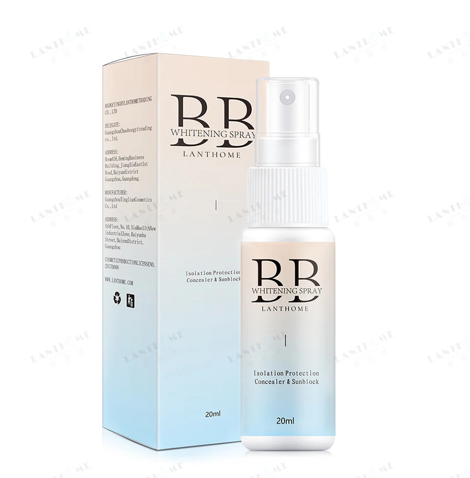 BB Whitening Spray Foundation – Skin Brightening & Moisturizing Liquid BB Cream | Lightweight Nourishing Face Base for Flawless Coverage (SAUVASINE, 20ml)
