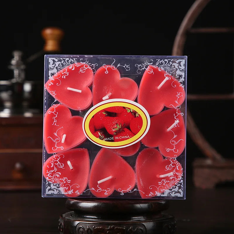 Heart-Shaped Scented Tealight Candle Set (9 Pieces)