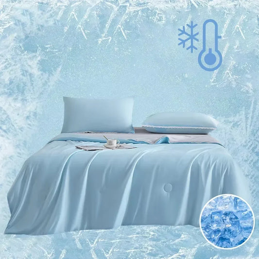 Double-Sided Cooling Blanket for Bed – Silky Smooth Summer Quilt & Thin Duvet | Breathable Air-Condition Comforter (Queen Size)