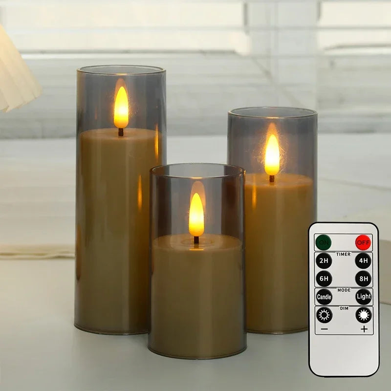 LED Flameless Flickering Candle Set (with Remote Timer)