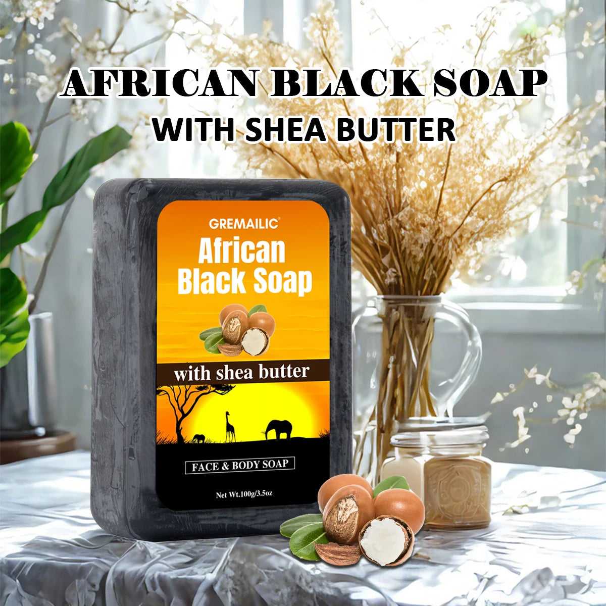 African Shea Butter Handmade Soap – Deeply Nourishing & Moisturizing Bar | Natural Hydrating Cleanser for All Skin Types | Gentle Face & Body Soap