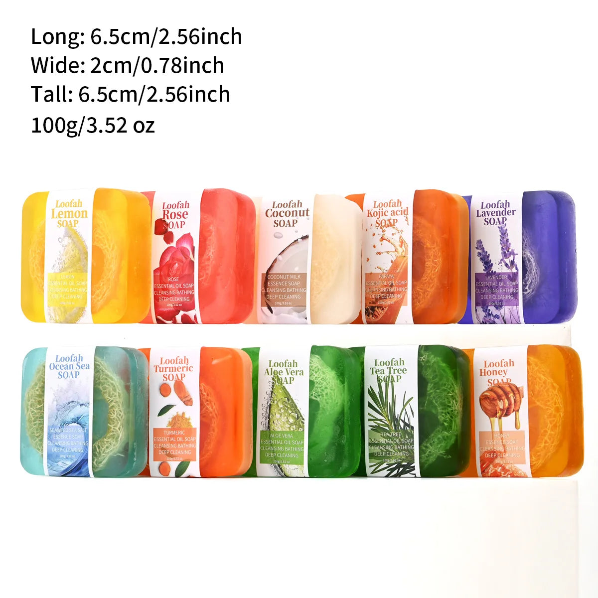 Natural Organic Rose Loofah Soap Bar – Exfoliating Silk Gourd Oil Soap | Deep Cleaning & Brightening Lemon Facial & Body Wash | Handmade 100g Rose Whitening Soap