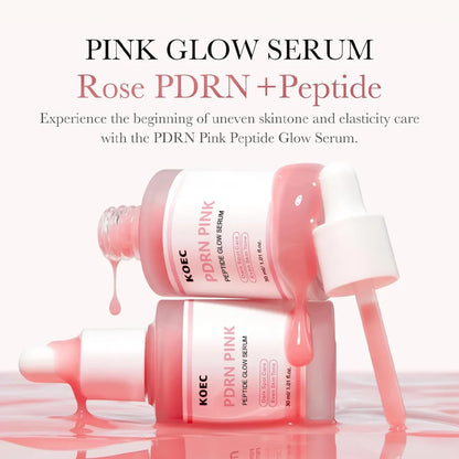 KOEC Rose PDRN Pink Peptide Glow Serum – Dark Spot Corrector, Even Skin Tone, Firming & Anti-Aging Facial Essence | Smoothing, Whitening & Elasticity Booster (30ml)