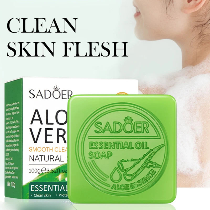 SADOER Aloe Facial Soap – Deep Cleansing Face Wash Foam | Moisturizing, Firming & Hydrating Oil-Control Cleanser Bar for Women | Handmade Body & Facial Soap
